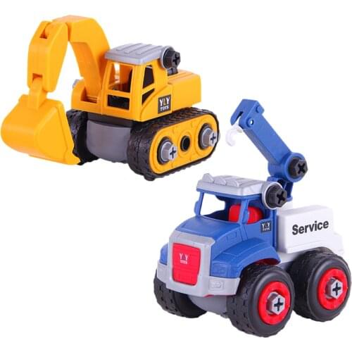 Construction Vehicle Toys DIY Engineering Crane Truck Excavator Toy For Kids Baby Building Blocks Car Toy Kids Birthday Gift
