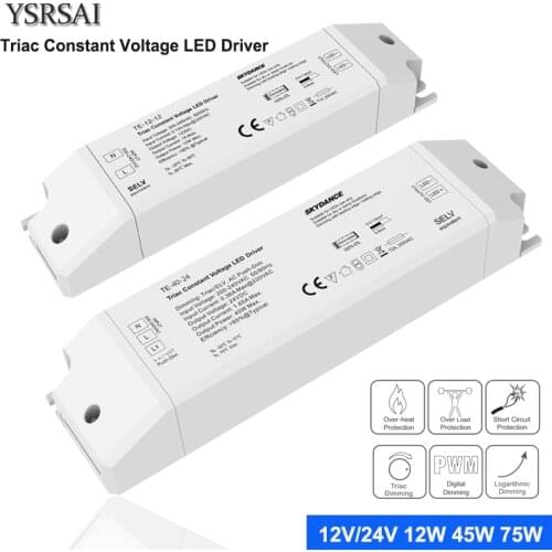 Triac LED Driver Dimmable Constant Voltage 1CH 12W 40W 75W AC 220V to DC 12V 24V PWM Digital Dimming Triac Driver for LED Light
