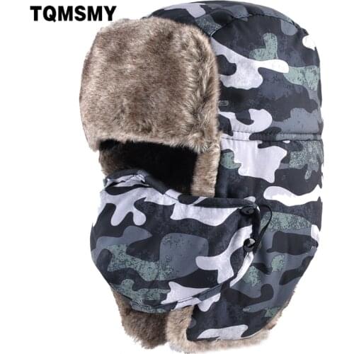 Thickened Warm Trapper Hat winter Women hat Russian bomber Hat Fake fur Casual ear flaps bomber caps for men bone