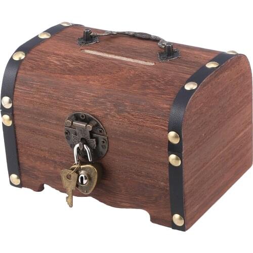 Vintage Treasure Storage Box Piggy Bank Organizer Saving Box Case with Lock for Home