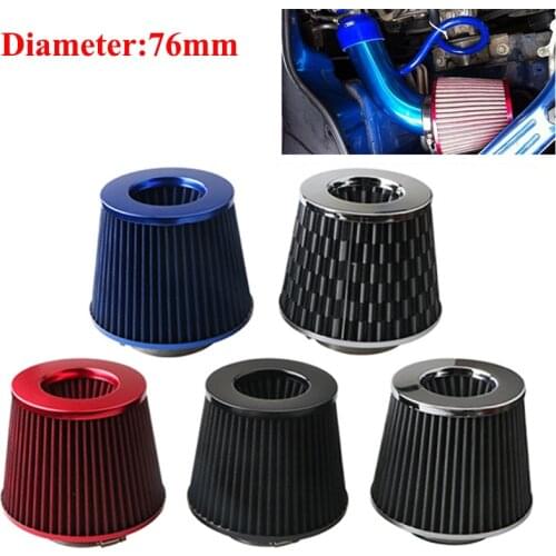 Universal Performance Air Intake Filter High Flow 76mm Sports Racing Car Tuning Cold Mushroom Head 6" Cone Airfilter Vehicle