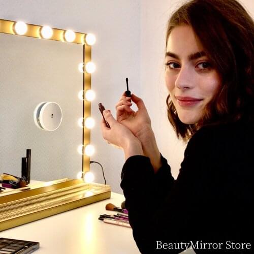 Hollywood Style Makeup Mirrors with Lights Lighted Vanity Mirror with Dimmable LED Bulbs Touch Control Design Cosmetic