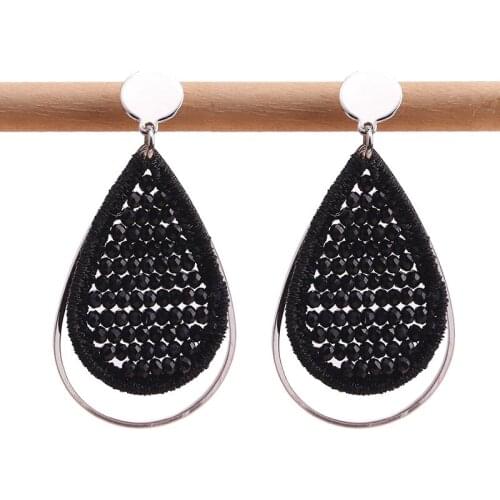 Sehuoran Oorbellen Drop Earrings For Woman Handmade Crystal Beads Bohemian Big Earrings Fashion Jewelry Statement Earrings