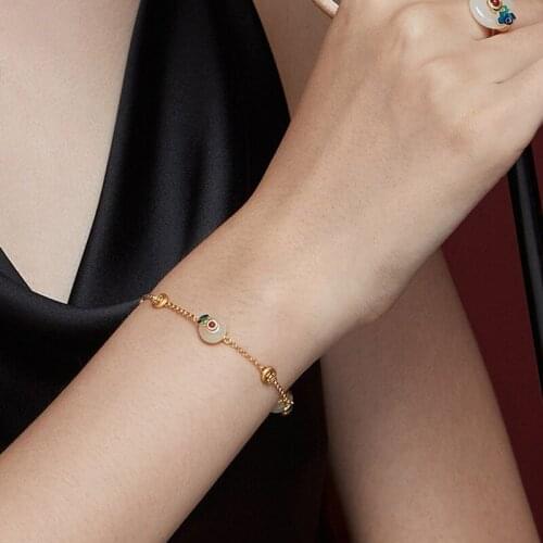 14k gold Charm Bracelets &Bangle For Women Girls Elegant Birthday Wedding Party jade jewelry Elegant braclets for women