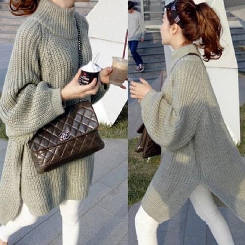 Mid-Length Solid Color Pullover Women 2021 Spring Autumn New Korean Fashion Loose Casual Long-Sleeved knitting Sweaters Female