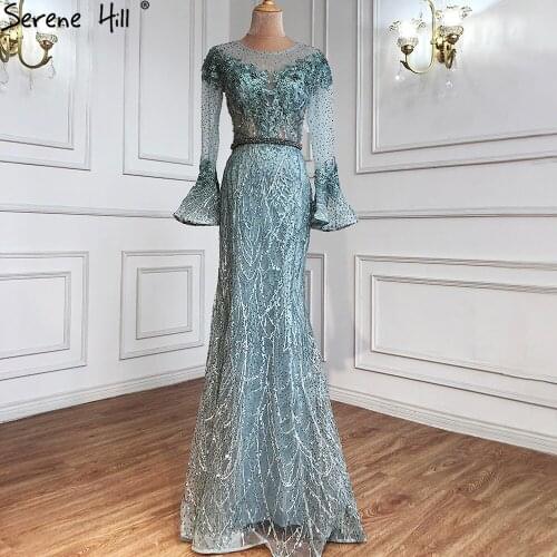 Musliim Blue Mermaid Evening Dresses 2021 Elegant Beading Luxury For Women Party Night Gowns BLA71128 Serene Hill