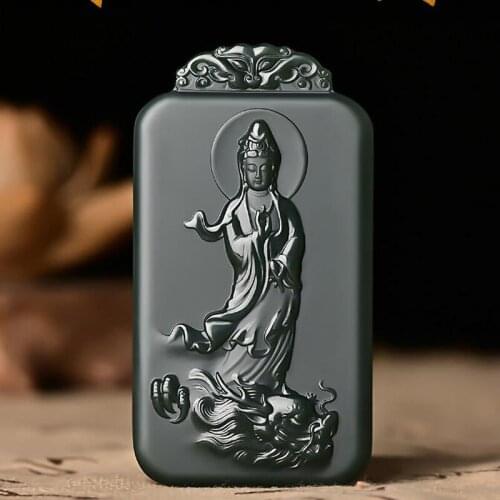 100% Natural Authentic Hetian Jade Pendant Gift Guanyin Necklace Brand Men Women Real Jade Jewelry