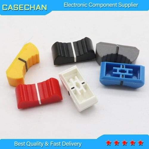 100pcs wide mouth mixer fader cap / Slide potentiometer fader button knob to disc players / 4mm bore blue red yellow black white