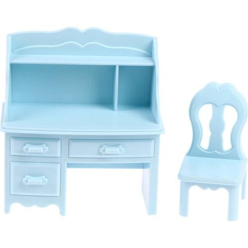 2Pcs/Set Doll House Desk Chair Micro Office Computer Desk Chair Toy Accessories Furniture Model Toys