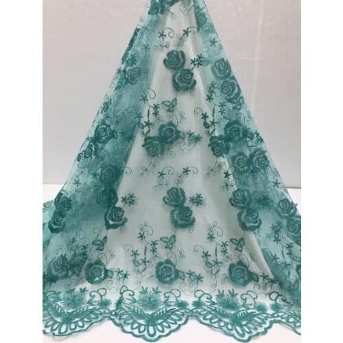 5 Yards/piece African Nigerian Lace Fabric 3D High Quality Embroidered Tulle Lace Fabric Guipure Design Lace Trim Party Dress