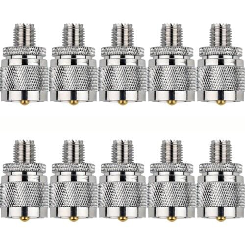 Artudatech 10Pcs Adapter PL-259 UHF Plug Male To Mini UHF Female Jack RF M/F Connector Parts