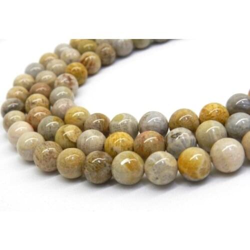 One strand 100% Natural Fossil Coral Beads 4MM 6 MM 8MM 10MM 12MM Coral Round Semi Gem Stone Jewelry Loose Beads 15.5"/Strand