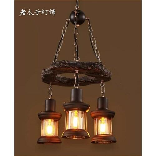 Edison wrought iron boat wooden chandelier clothing cafe shop industrial creative retro chandelier