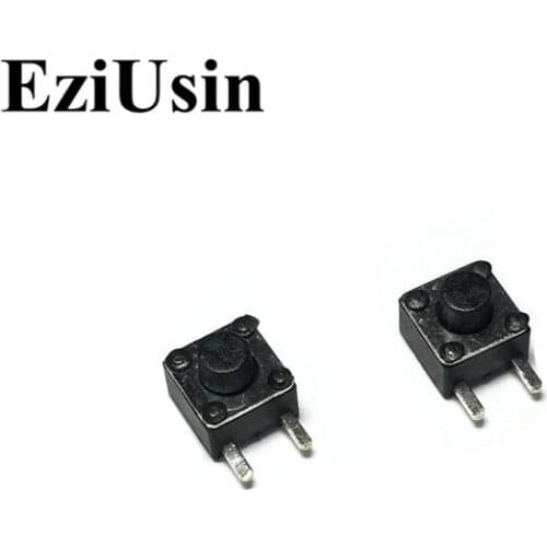 EziUsin 100pcs 4.5*4.5*4.3 2P Flank Side Feet PCB Keyboard Touch Button Micro Switch Square DIP Mini Momentary For Arduino Sound