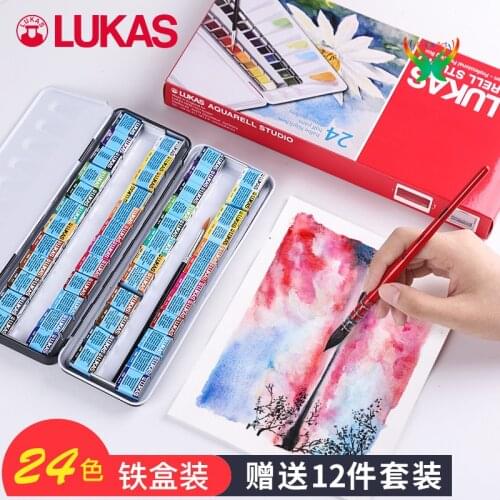 Germany imported LUKAS watercolor paint set,12/16/2448 color iron box solid watercolor paint, artist master set,Artist Quality