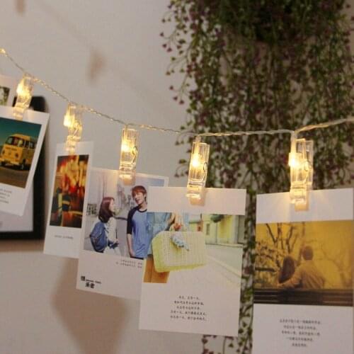 Garland Card Photo Clip String Lights Xmas Bedroom DIY Clothespin Shapes Christmas New Year Battery Christmas Lamp