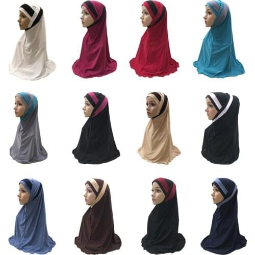 Muslim Women Hijabs Plain Bandanas Two Pieces Under Scarf Bone Bonnet Islamic Arab Middle East Prayer Turban Headscarf Fashion