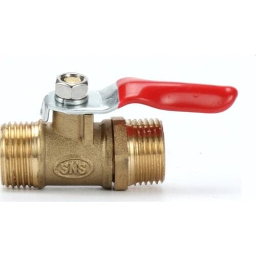 Brass Ball Valve 1/8" 1/4" 3/8" 1/2" Male to Male BSP Thread with Red Lever Handle Connector Joint Pipe Fitting Coupler Adapter