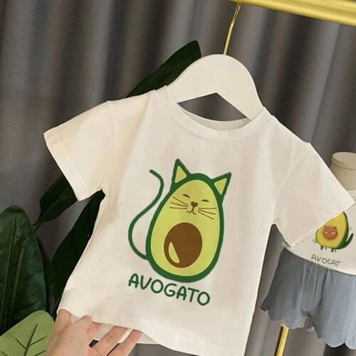 Summer 2020 Girl Clothes Crew Neck Girls Tshirt Casual Cartoon Kawaii Avocado Cute Fitness Novelty Boys T Shirts Toddler Tshirt