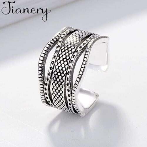 Personality Boho Big Chains Rings For Women Charm Wedding Jewelry Adjustable Antique Finger Ring Anillos 2021