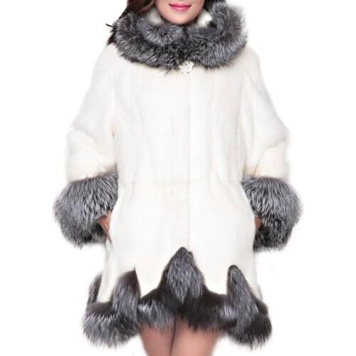 Hot Hot Faux Fur Pike Coat Female Imitation Faux Fur Collar Hooded Jacket Female Slim Plush Mid-long Winter Coat