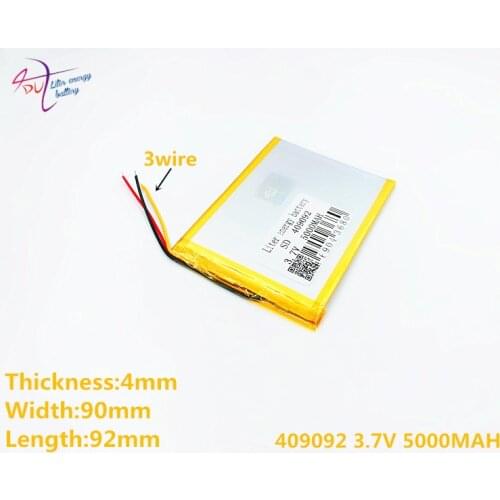 3 line Liter energy battery 409092 3.7V 5000MAH Li-ion( Polymer lithiumion) battery for 7,8,9inch tablet PC ICOO D70pro II,Sanei