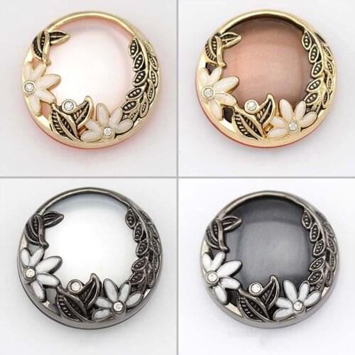 Meetee 5pcs 22/26/34/38mm Resin Metal Button Round Pearl Shank Buttons Mink Fur Rhinestone Decor Buckles DIY Sewing Accessories