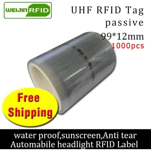 UHF RFID tag sticker car windshield 915m 868m 860-960MHZ 1000pcs free shipping EPC 6C adhensive passive RFID headlight label