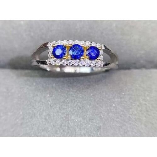 Natural Sri Lanka Sapphire Gemstone Ring Real 925 Sterling Silver Fashion Fine Wedding Jewelry MeibaPJFS