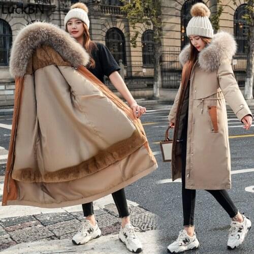 2021 Autumn New Style Multi-wear Pie To Overcome Womens Korean Version of The Long Coat Thick Warm Casual Cotton Jacket M-4XL