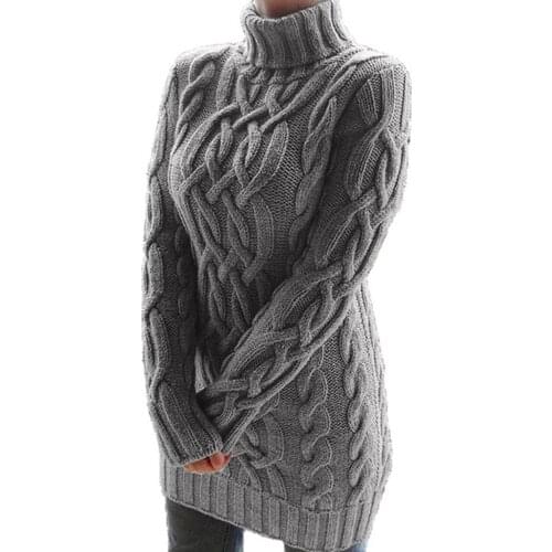 Casual Women Sweater Dress Turtleneck Twist Knitted Long Sleeve Warm Sweater Autumn Winter Elegant Mini Dress
