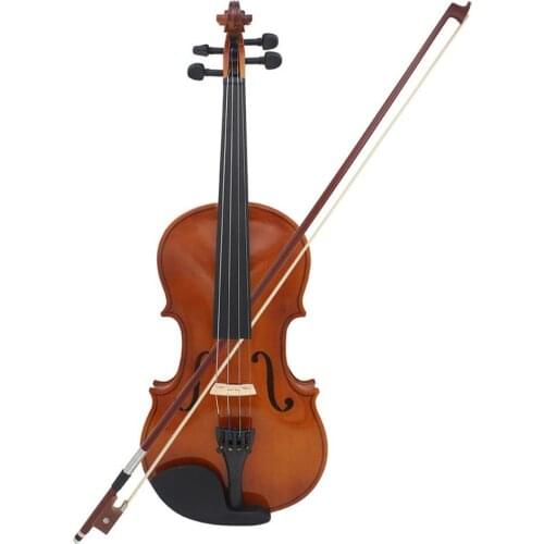 Full Size 4/4 Violin Natural Acoustic Solid Wood Violin Fiddle for Beginner with Case Rosin
