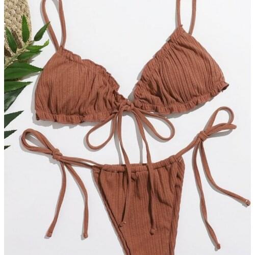 Sexy Womens Bikini Set Micro Swimwear Bandage Solid Two-piece Set Bikini Swimming Beachwear Sexy Bikini Womens Swimsuit