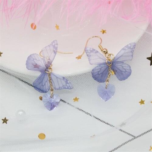 Fashion Personality Lovely Purpou Butterfly Stud Earrings Cute Enamel Ear clip For Women Trendy Alloy Jewelry Accessory