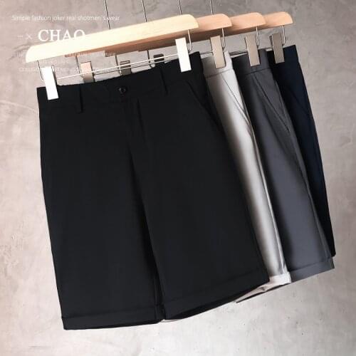 2021 Summer Brand Business Casual Cotton Solid Color Straight Men Suit shorts Fashion Double Buckle Slim Male Five Points Pants