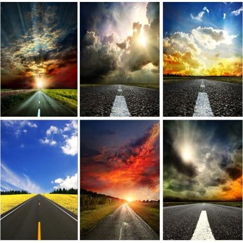 Highway Natural Scenery Photography Background Travel Landscape Vinyl Photo Backdrops Studio Props 2162 TKGL-01
