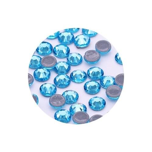 SS5-SS30 Glass Crystal Turquoise blue Rhinestones Iron On Stones Flatback Clear Hotfix Rhinestones For Wedding Dress Shoes Diy