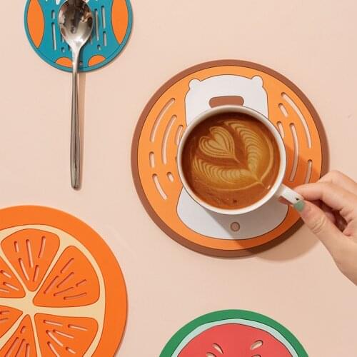 Food Grade Silicone Pad Heat-resistant Placemat Tray Spoon Pad Drink Glass Coaster Anti-scalding Kitchen Tool Nonslip Pads Hot