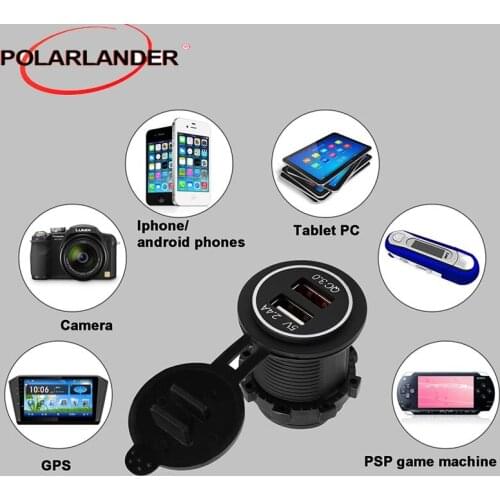 Switch Double USB Reverse Protection ABS Voltage Meter for Car Motorcycle ATV RV SUV Boats Yacht Fast Charge Voltmeter