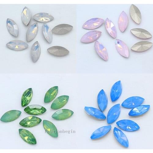 All-size Navette/Horse eye opal Faceted Glass fancy stone point back crystal Diamantes Rhinestones Nail Art jewelry making beads