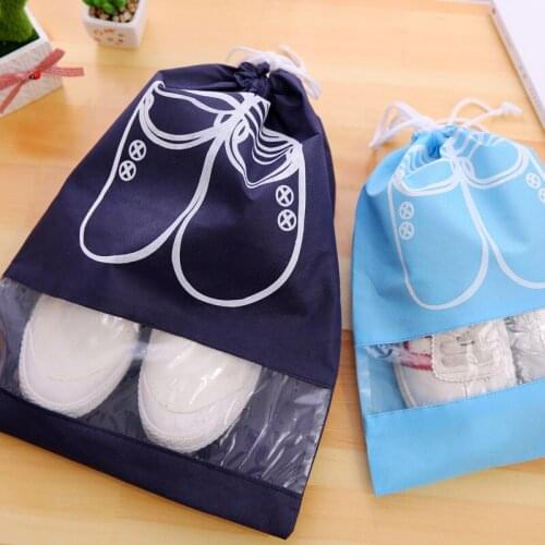 1 piece Colorful Waterproof Shoes Bag for Travel Portable Shoe Storage Bag Organize Non-Woven Tote Drawstring Bag Organizer