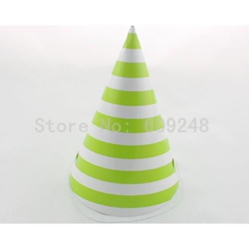 12pcs Pretty Children Holiday Wedding Carnival Birthday Lime Green Striped Paper Wedding Party Hats,Adults Stripe Tea Party Caps
