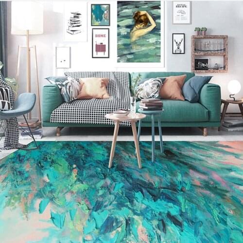 120x160cm living room decoration Nordic abstract art oil painting green feather bedroom door living room bedside mat carpet
