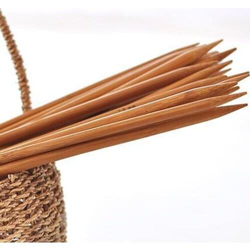 16PCs 6.5/9/10mm Natural Bamboo Knitting Needles Double Pointed Sweater Sewing Needle Weave Scarf Hat Crochet Hooks 36cm/25cm