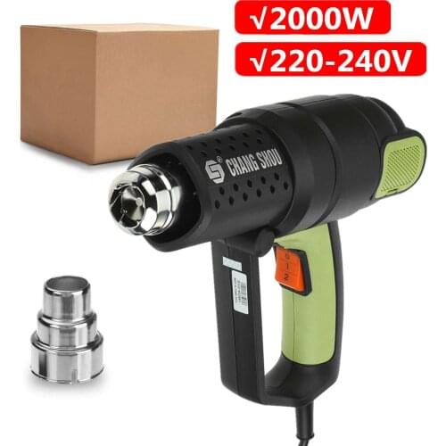 2000W NEW Industrial Electric Hot Air Gun Thermoregulator Adjustable Heater Nozzle LCD Shrink Wrapping Thermal Heater 220-240V