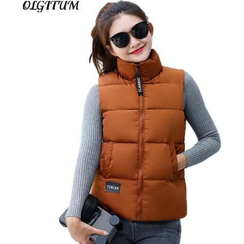 2019 Autumn/Winter New Brand Cotton Vest Women Down Cotton Warm Waistcoat Plus Size Loose Stand Collar Slim Soft Vest Jacket