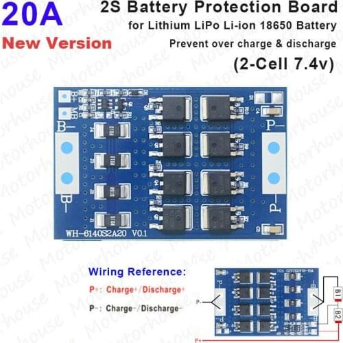 2S 20A 2 Cell 7.4V Lithium LiPo Li-ion 18650 Packs BMS Battery Protection Board