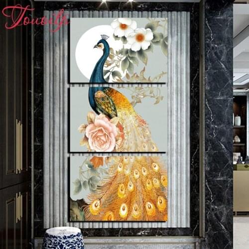3 Piece Beautiful Peahen Diamond Embroidery,5D Private Custom foto,diy Diamond Painting,3d Cross Stitch,Diamond Mosaic,animal