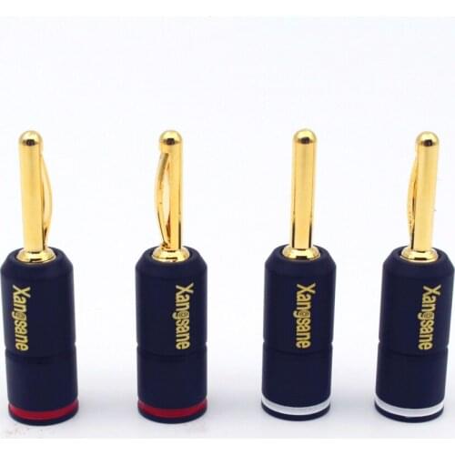4 Pieces Audio Speaker Connector Pure Red Copper Banana Lock Plug HiFi Speaker Banana Connectors
