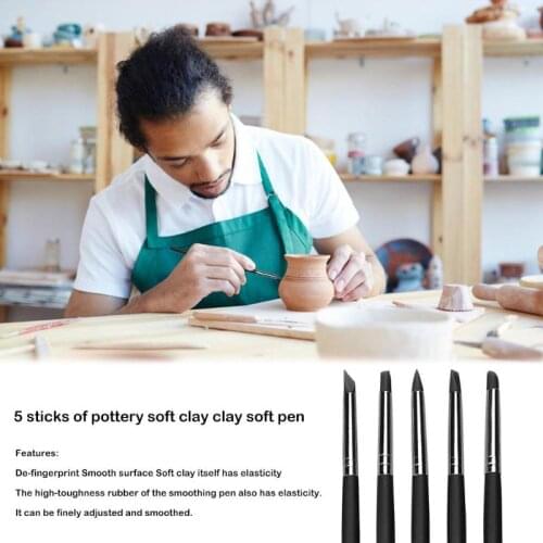 Polymer Clay Tools 5 Pcs Carving Craft Brush Pottery Tools Clay Sculpture Nail Art Tools Pottery Ceramics Tool Color Shapers